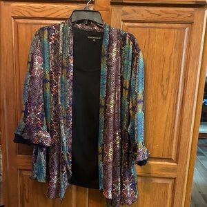 Sara Michelle Multicolor Open Front Blouse size 1X